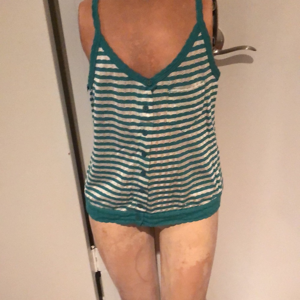 3/$15 Racer Back Lightweight Green/White Tank Top XSm